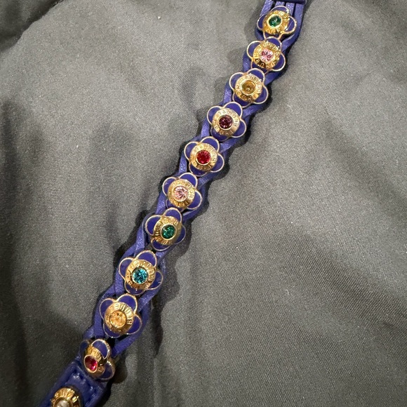 Blue Braided Flower Bracelet with Multicolor Stones - Picture 3 of 9